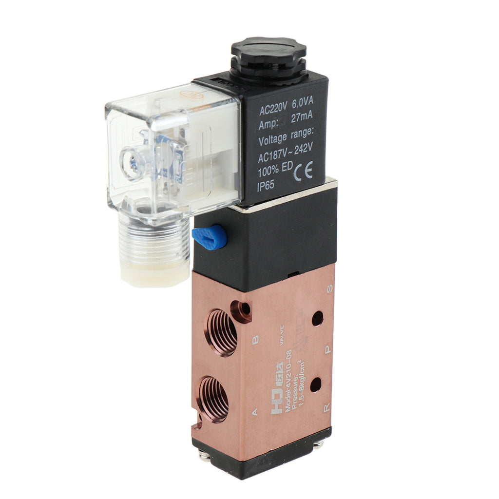 5 Way 2 Position Pneumatic Air Solenoid Valve 4V210-08 AC220V