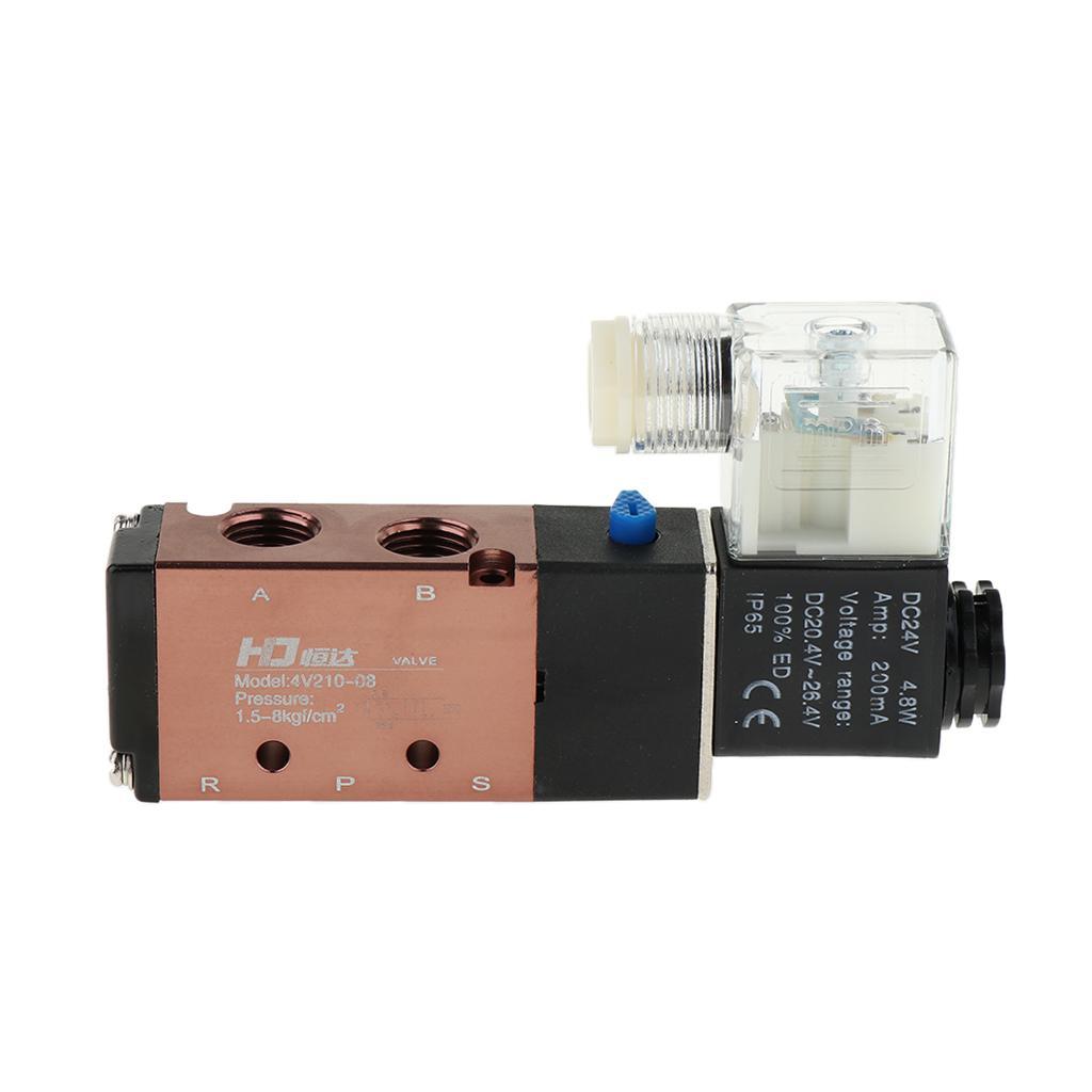 5 Way 2 Position Pneumatic Air Solenoid Valve 4V210-08 DC24V