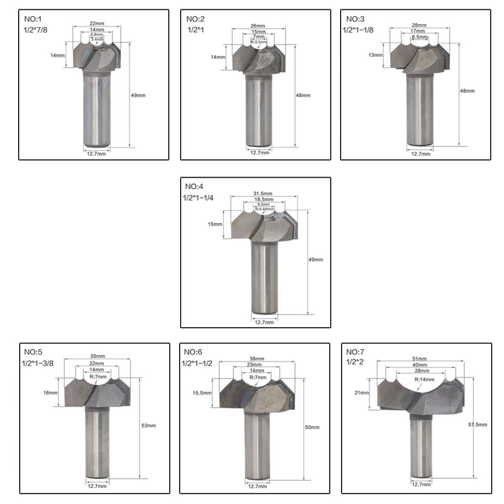 1/2inch Shank Double Arc Dragon Ball Woodworking Router Bit Type 1