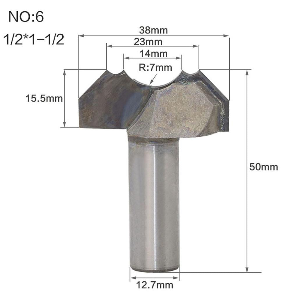 1/2inch Shank Double Arc Dragon Ball Woodworking Router Bit Type 6