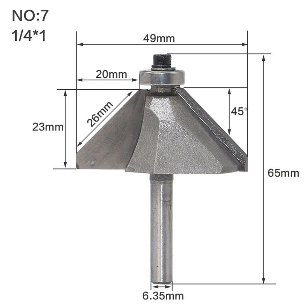 45 degrees Chamfer Router Bit for Carpentry Chamfering Rounding Beveling 7