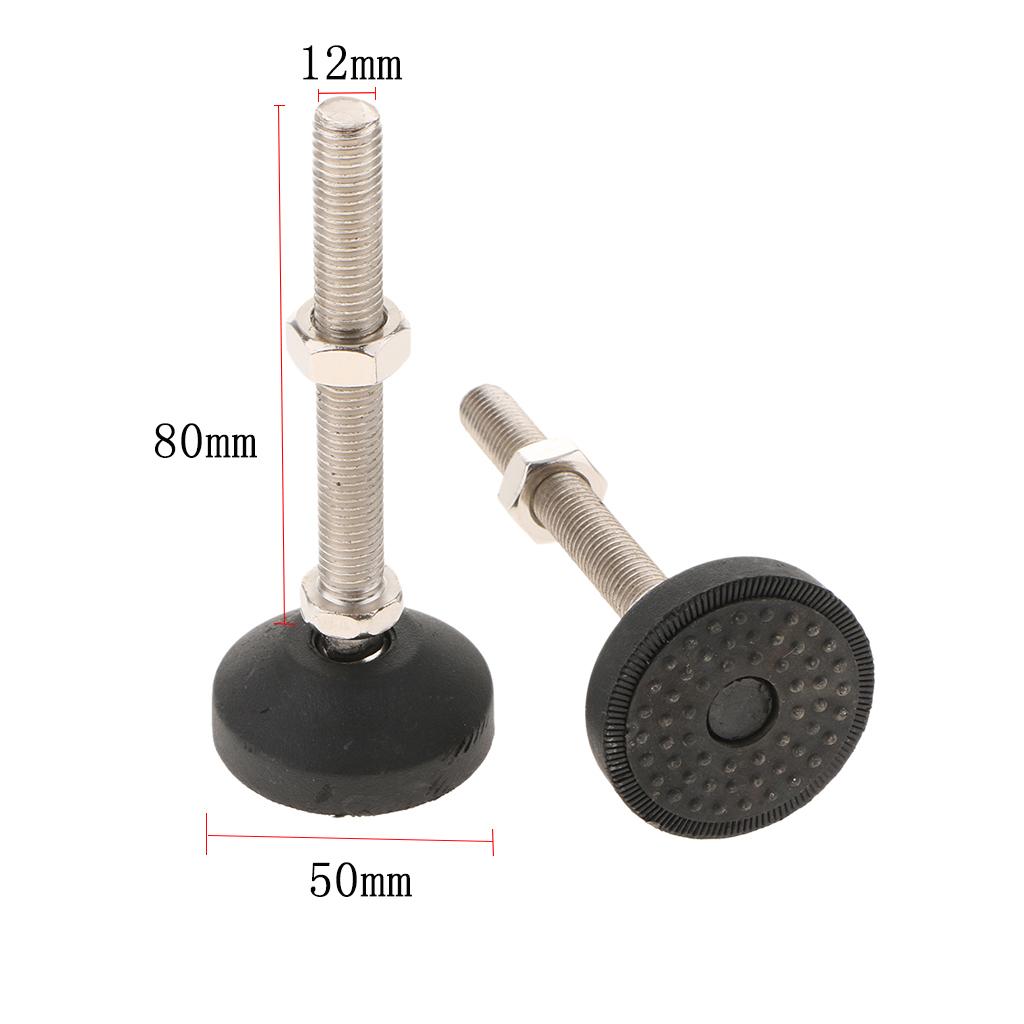 2PCS Unwired Swivel Adjustable Furniture Leveler Leveling Feet 50mm-M12x80