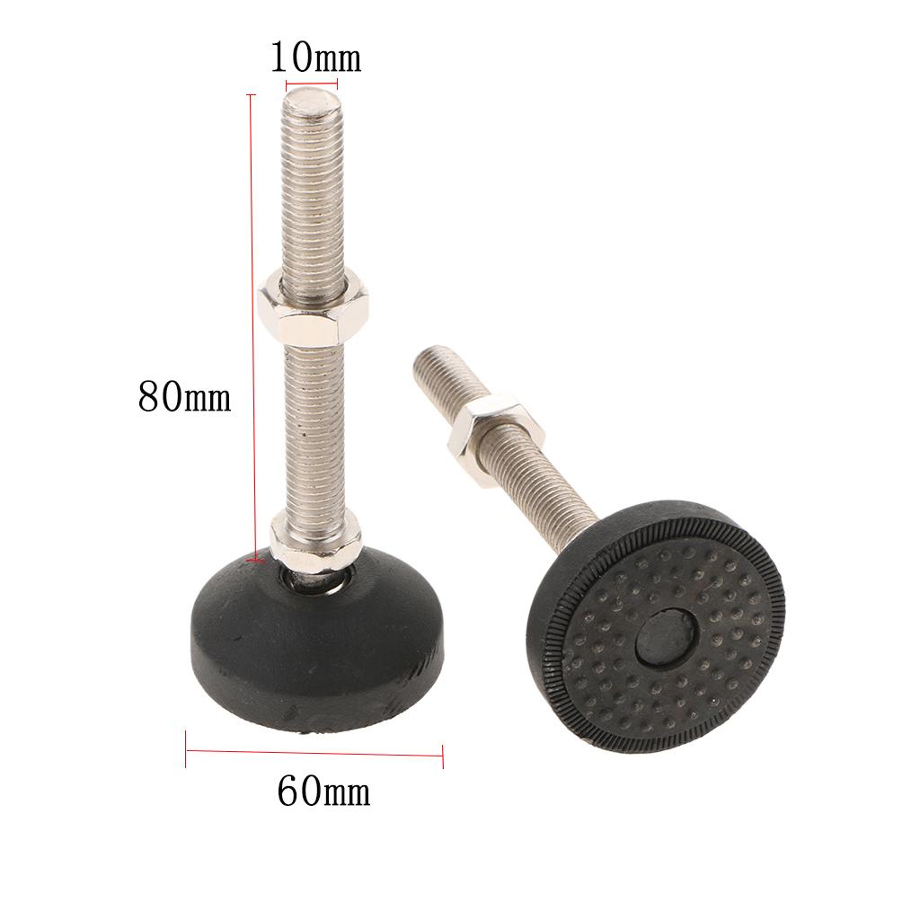 2PCS Unwired Swivel Adjustable Furniture Leveler Leveling Feet 60mm-M10x80