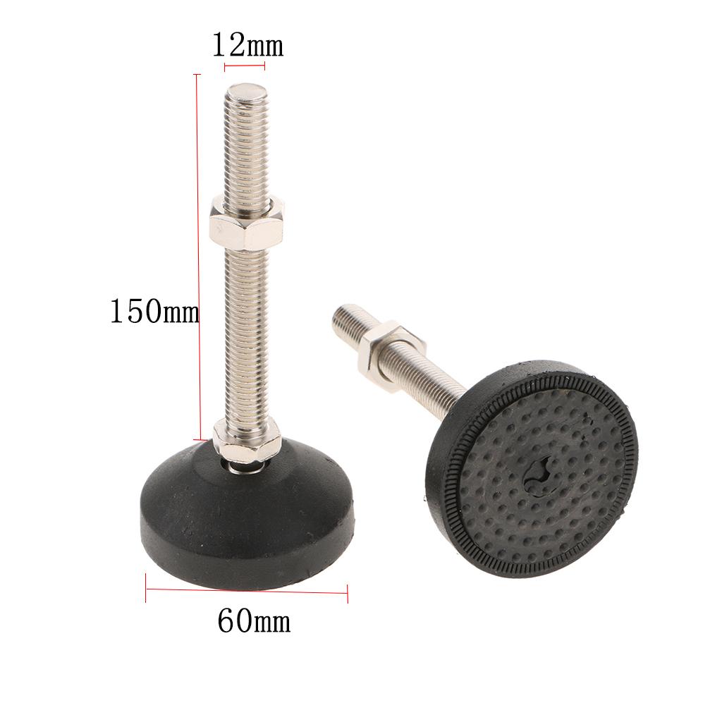 2PCS Unwired Swivel Adjustable Furniture Leveler Leveling Feet 60mm-M12x150