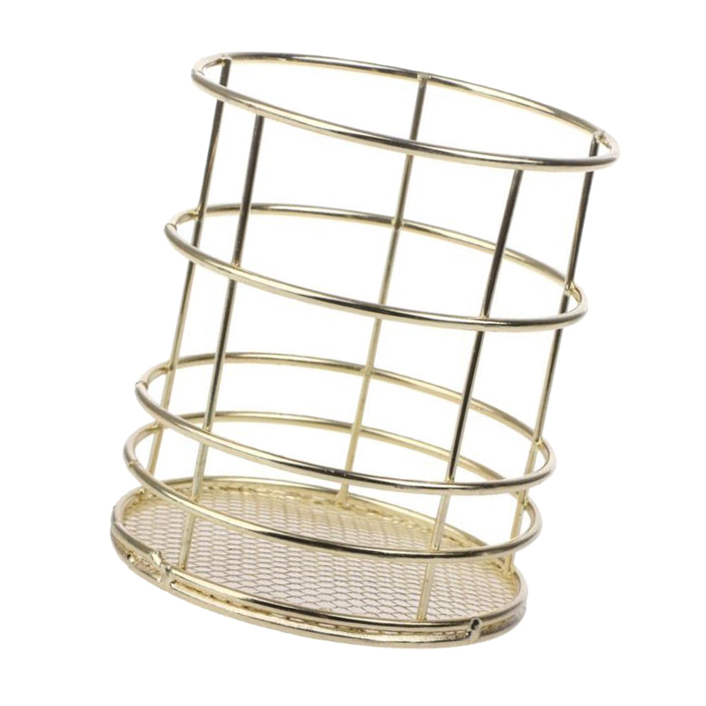 Gold Metal Wire Mesh Pen Pot / Pen Pencil Brush Holder / Desk Organizer, Firm, Long Lasting