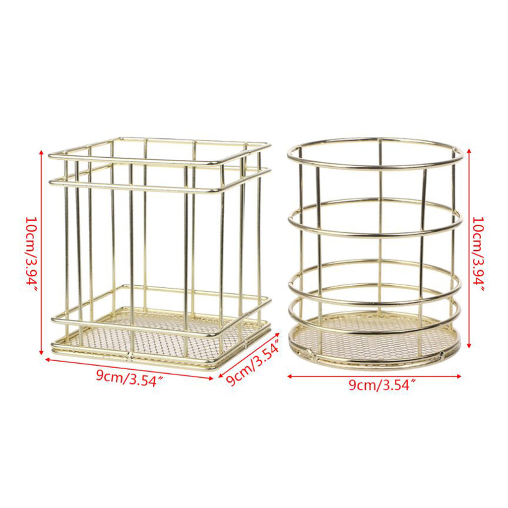 Gold Metal Wire Mesh Pen Pot / Pen Pencil Brush Holder / Desk Organizer, Firm, Long Lasting