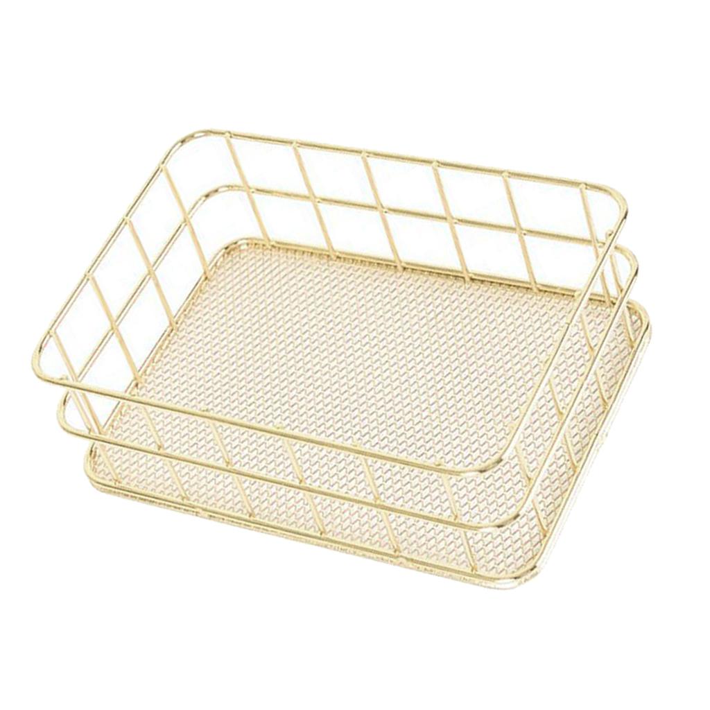 Modern Metal Gold Wire Mesh Storage Basket for Kitchen Bedroom Bathroom S