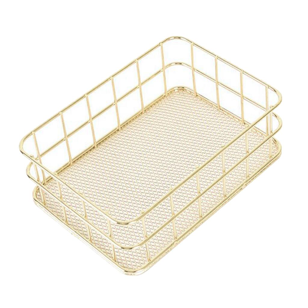 Modern Metal Gold Wire Mesh Storage Basket for Kitchen Bedroom Bathroom S