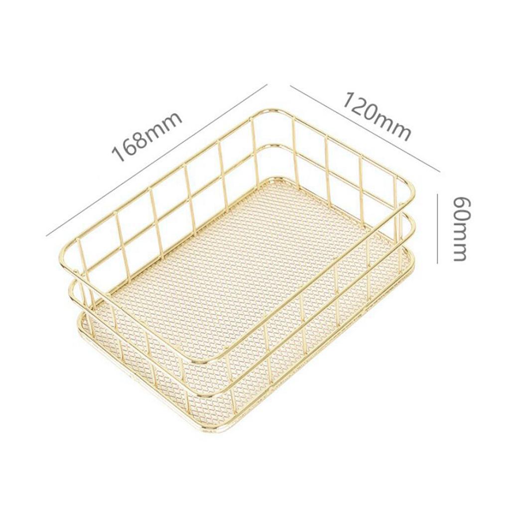 Modern Metal Gold Wire Mesh Storage Basket for Kitchen Bedroom Bathroom S