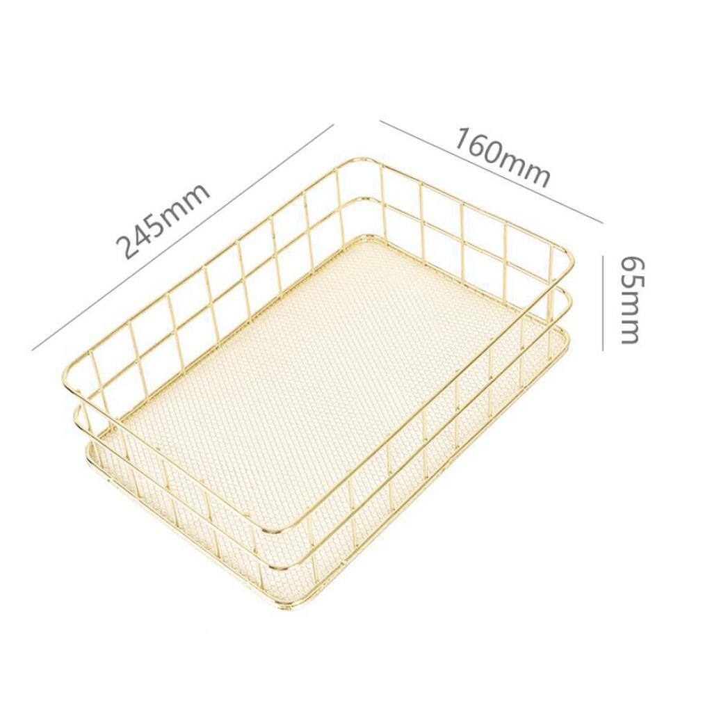 Modern Metal Gold Wire Mesh Storage Basket for Kitchen Bedroom Bathroom L