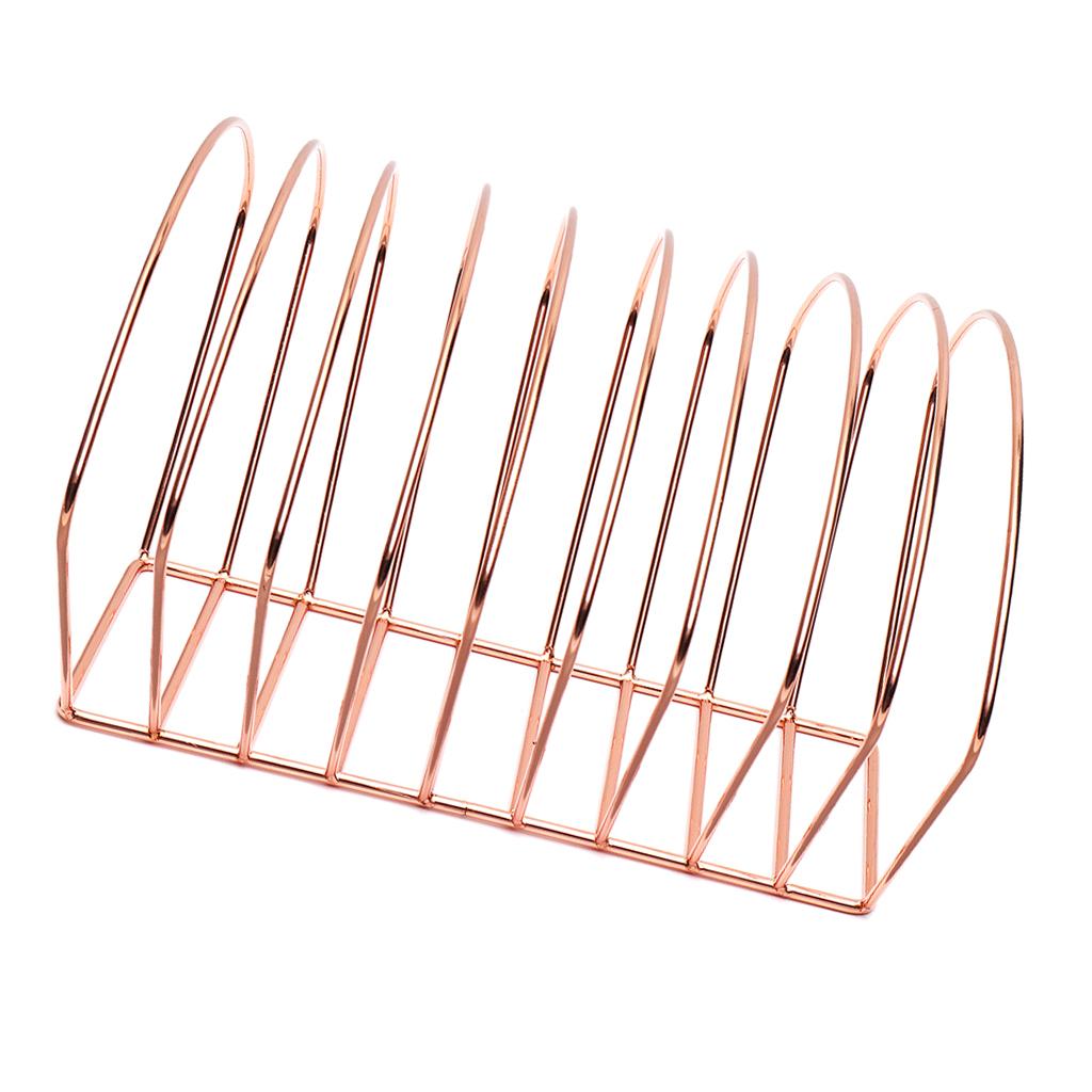 Metal Bookshelf Magazine Book Stand Rack Holder, Desktop Organizer Rose Gold