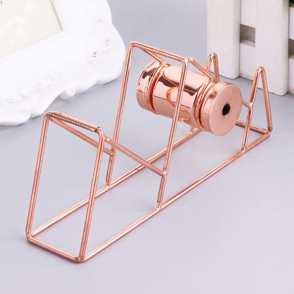 Stationery Metal Tape Holder Wire Metal Tape Cutter Office Tape Dispenser A Rose Gold