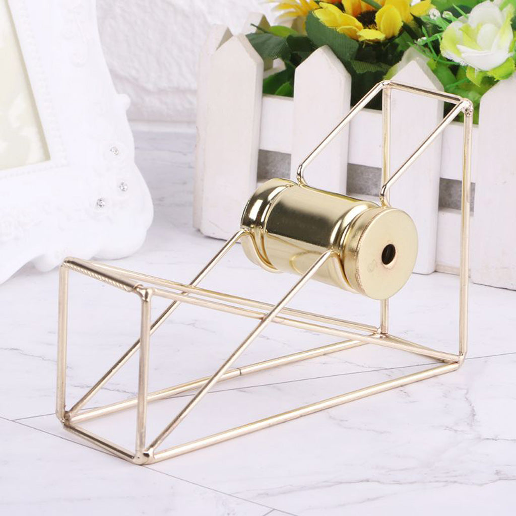 Stationery Metal Tape Holder Wire Metal Tape Cutter Office Tape Dispenser B Gold