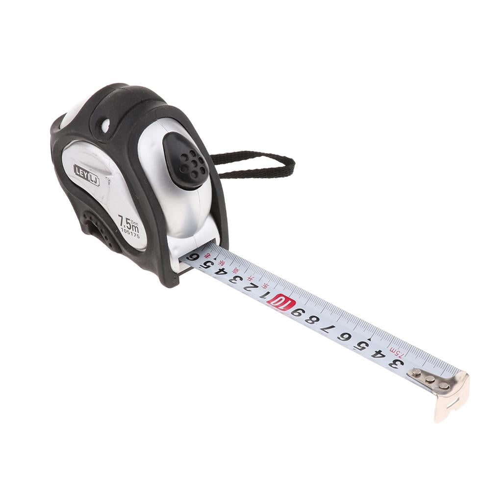 Plastic Shell Retractable Ruler Self Lock Measure Tape Measuring Tool 7.5m 25mm