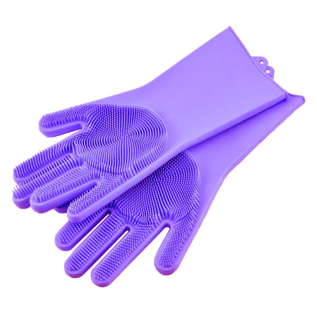 Silicone Dish Washing Cleaning Dishwashing Gloves Scrubber Household Kitchen, Heat Resistant