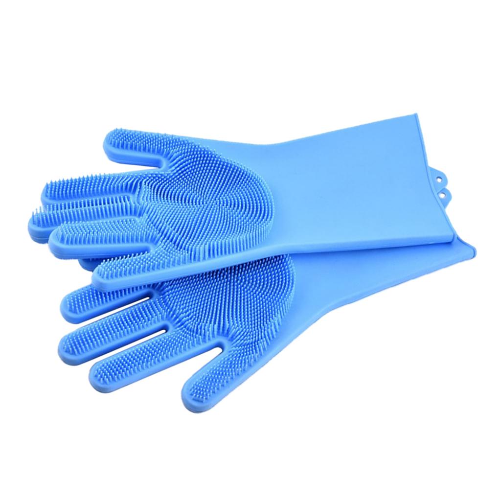 Silicone Dish Washing Cleaning Dishwashing Gloves Scrubber Household Kitchen, Heat Resistant