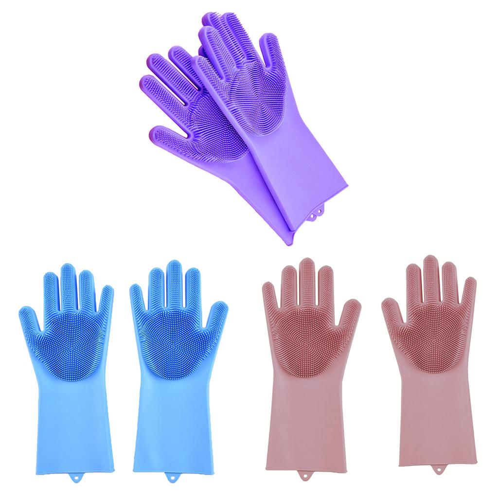 Silicone Dish Washing Cleaning Dishwashing Gloves Scrubber Household Kitchen, Heat Resistant