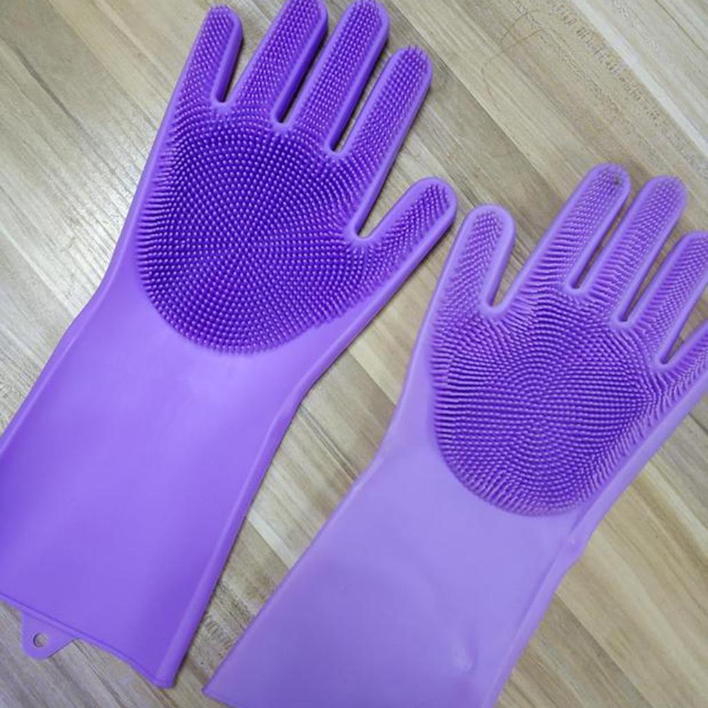 Silicone Dish Washing Cleaning Dishwashing Gloves Scrubber Household Kitchen, Heat Resistant