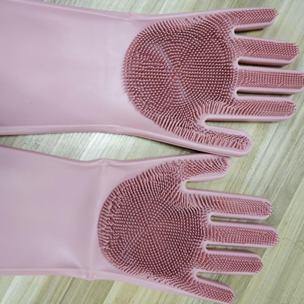 Silicone Dish Washing Cleaning Dishwashing Gloves Scrubber Household Kitchen, Heat Resistant