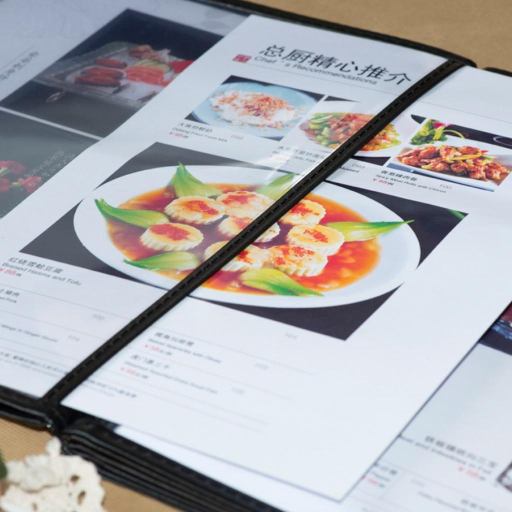 Restaurant Menu Covers, 9.8x12.4'', 4 Pages 8 Views/12 Pages 24 Views 4 Pages 8 Views