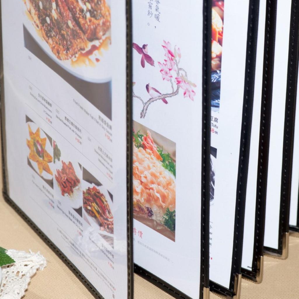 Restaurant Menu Covers, 9.8x12.4'', 4 Pages 8 Views/12 Pages 24 Views 4 Pages 8 Views