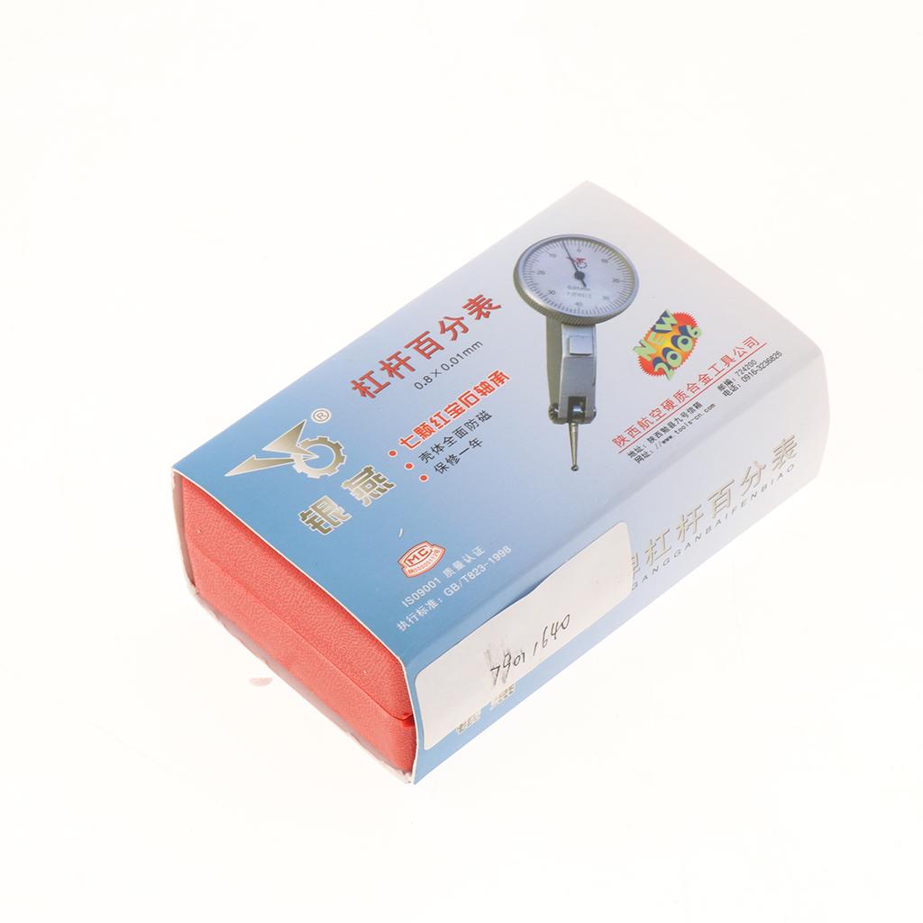 Precise Lever Dial Test Indicator Gauge Meter Measuring Tool 0-0.8mm, 0.01mm with Storage Case