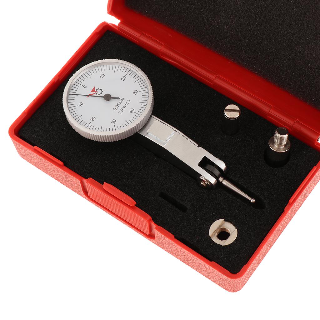 Precise Lever Dial Test Indicator Gauge Meter Measuring Tool 0-0.8mm, 0.01mm with Storage Case