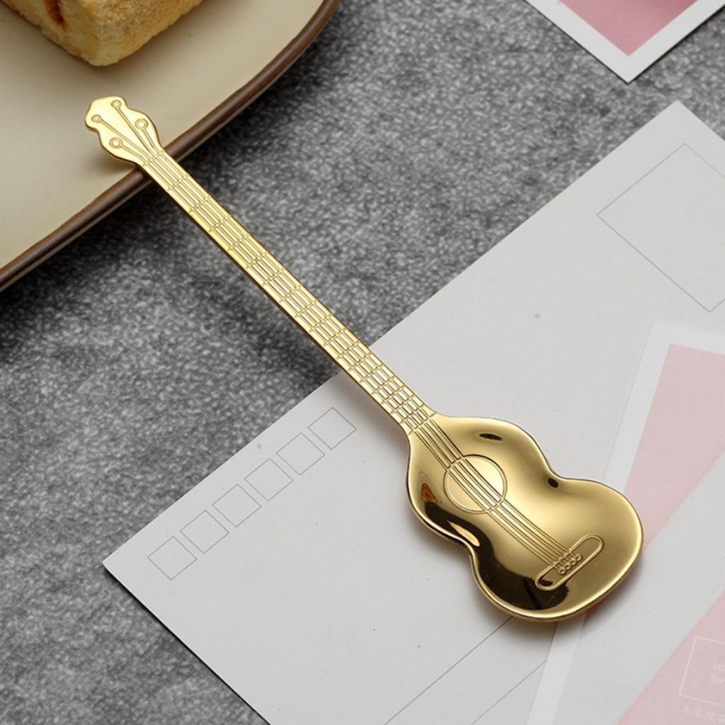 Stainless Steel Guitar Design Coffee Drink Mixing Spoon Tableware Teaspoon 2