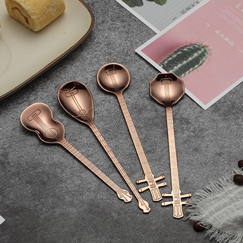 Stainless Steel Guitar Design Coffee Drink Mixing Spoon Tableware Teaspoon 3