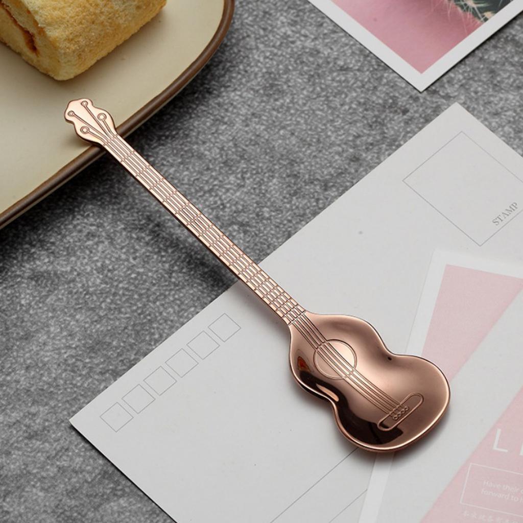 Stainless Steel Guitar Design Coffee Drink Mixing Spoon Tableware Teaspoon 3