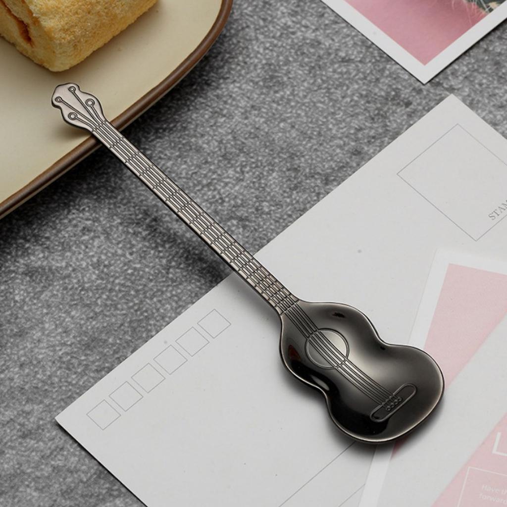 Stainless Steel Guitar Design Coffee Drink Mixing Spoon Tableware Teaspoon 4