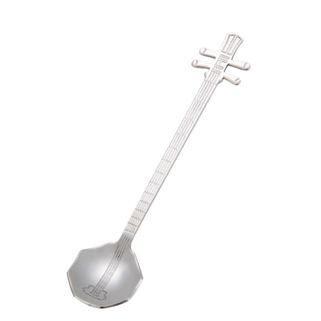 Stainless Steel Guitar Design Coffee Drink Mixing Spoon Tableware Teaspoon 6