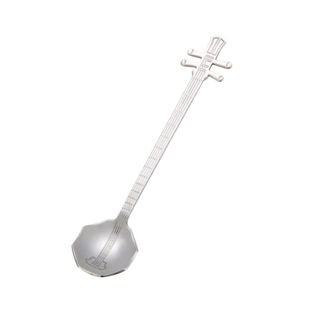 Stainless Steel Guitar Design Coffee Drink Mixing Spoon Tableware Teaspoon 6