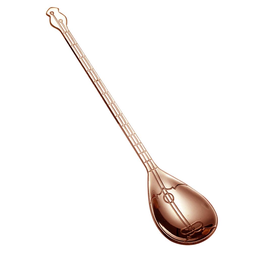 Stainless Steel Guitar Design Coffee Drink Mixing Spoon Rose Gold A