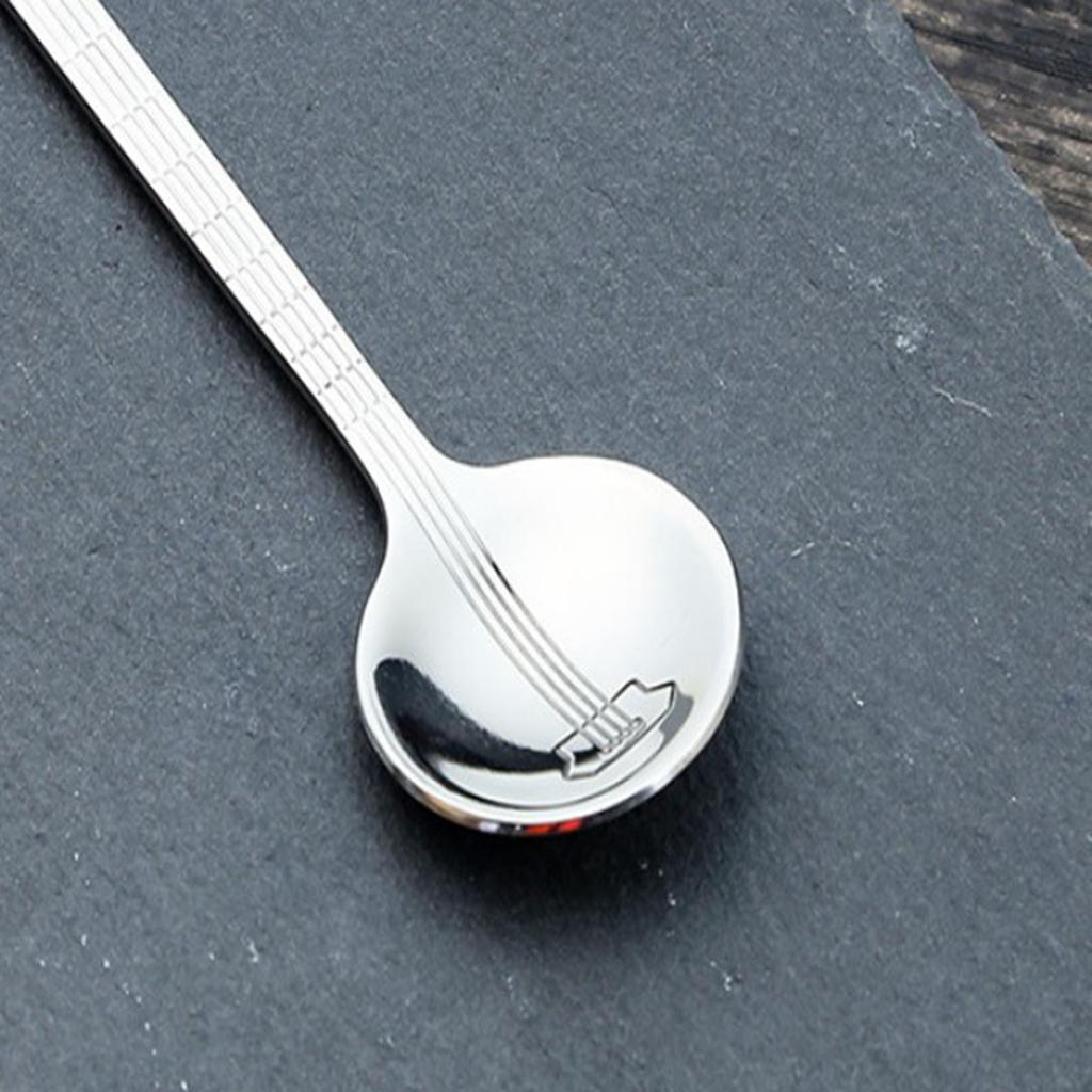 Stainless Steel Guitar Design Coffee Drink Mixing Spoon Silver B