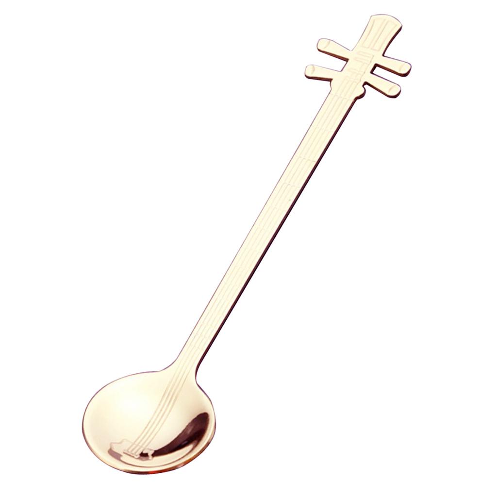 Stainless Steel Guitar Design Coffee Drink Mixing Spoon Rose Gold B