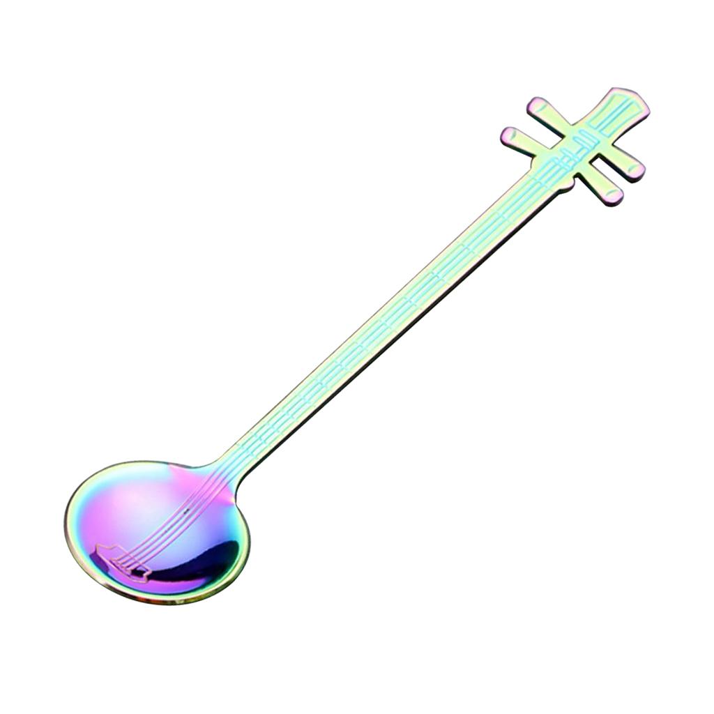 Stainless Steel Guitar Design Coffee Drink Mixing Spoon Colorful B