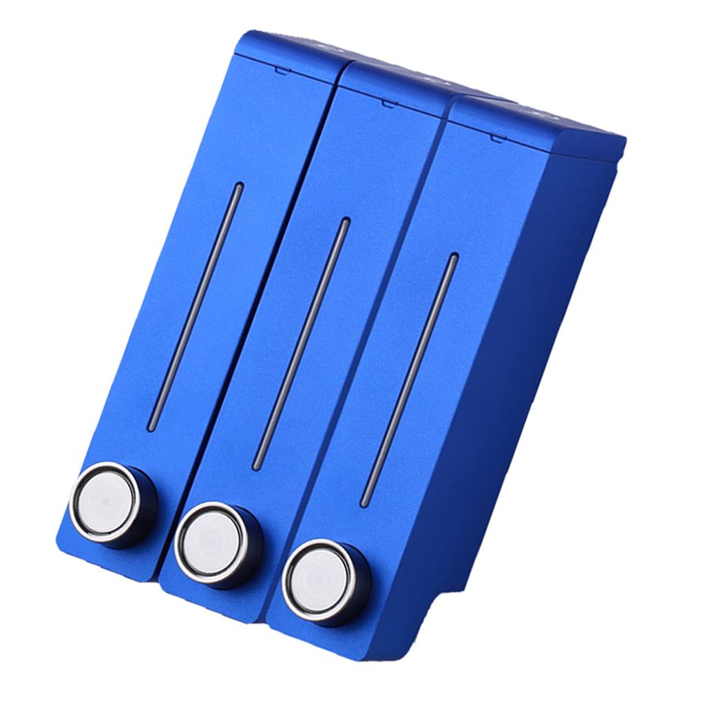 Three Chambers Wall Mount Liquid Soap Dispenser for Bathroom Blue