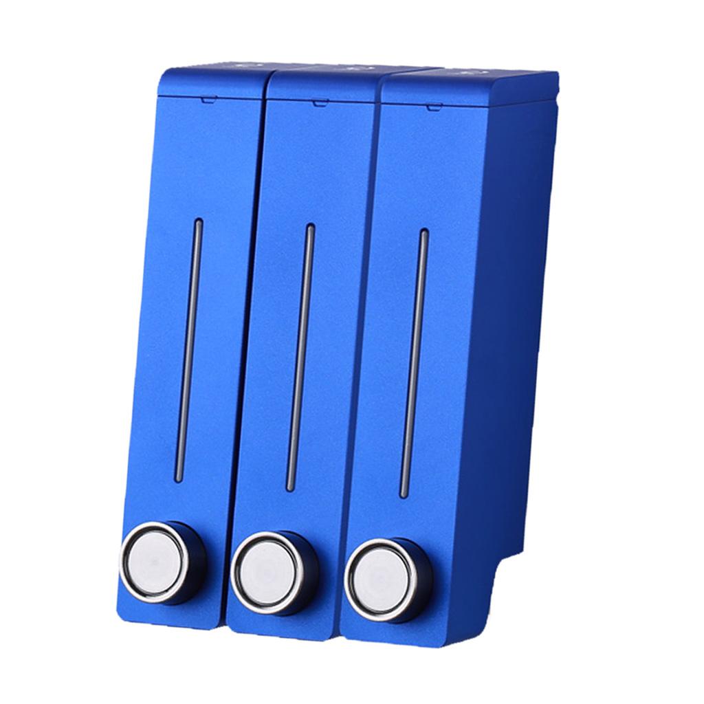 Three Chambers Wall Mount Liquid Soap Dispenser for Bathroom Blue