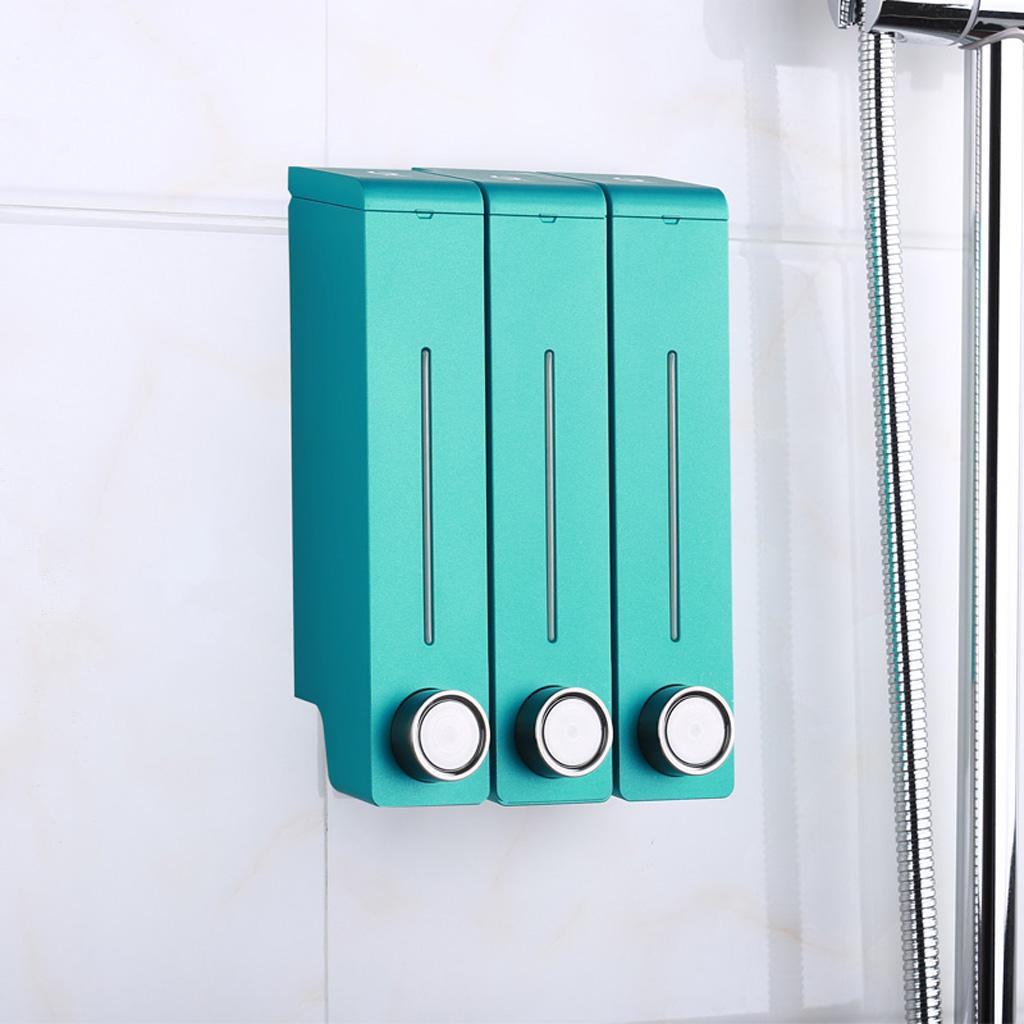 Three Chambers Wall Mount Liquid Soap Dispenser for Bathroom Green