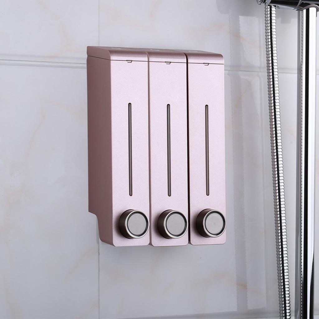 Three Chambers Wall Mount Liquid Soap Dispenser for Bathroom Rose Gold