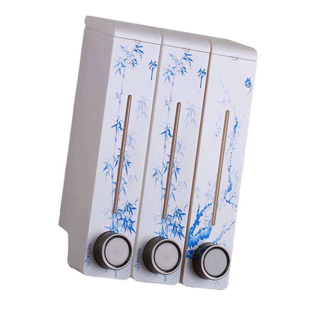 Three Chambers Wall Mount Liquid Soap Dispenser for Bathroom White