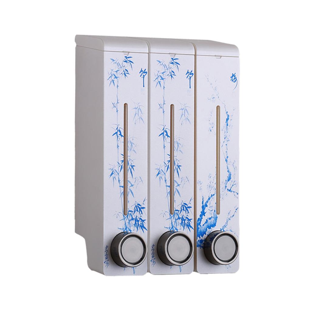 Three Chambers Wall Mount Liquid Soap Dispenser for Bathroom White