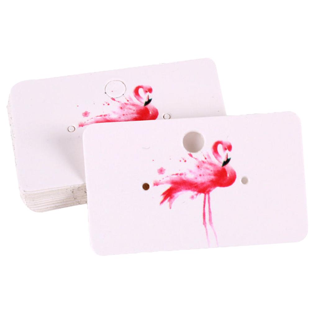 100x Jewelry Earring Ear Studs Hanging Display Holder Hang Cards 5.0x3.0cm Flamingo