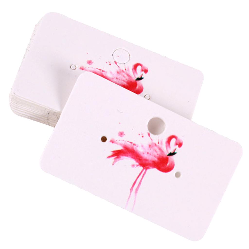 100x Jewelry Earring Ear Studs Hanging Display Holder Hang Cards 5.0x3.0cm Flamingo