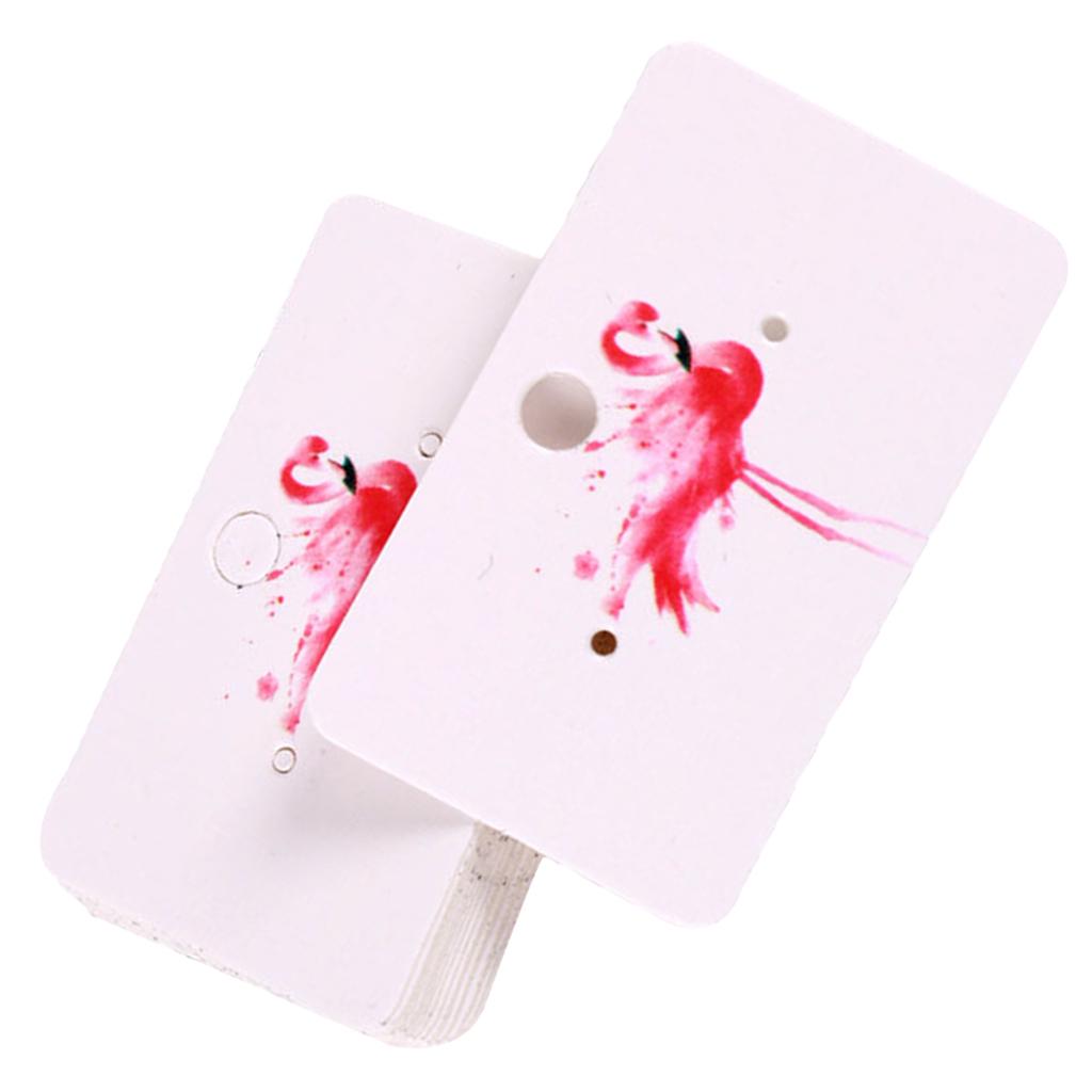 100x Jewelry Earring Ear Studs Hanging Display Holder Hang Cards 5.0x3.0cm Flamingo