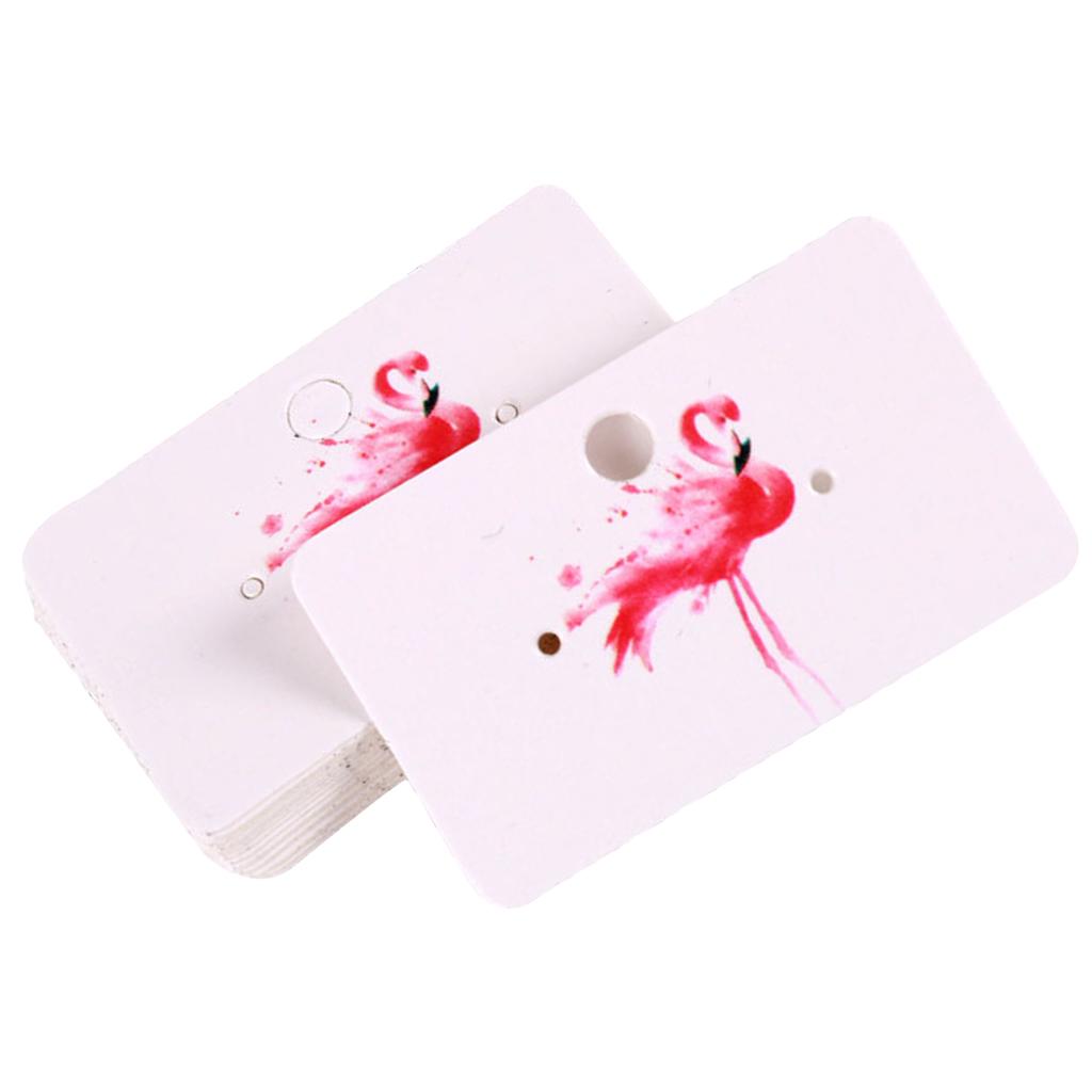 100x Jewelry Earring Ear Studs Hanging Display Holder Hang Cards 5.0x3.0cm Flamingo