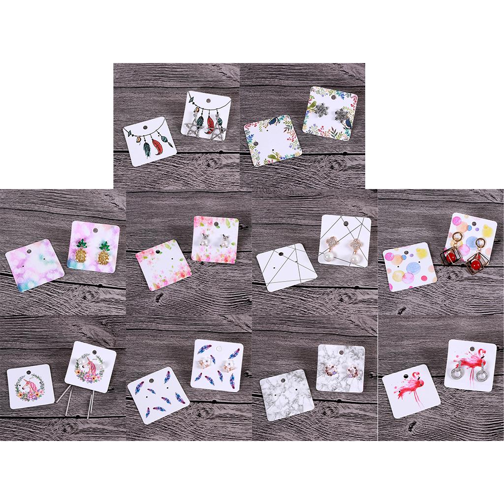 100pcs Jewelry Display Cards Earring Ear Studs Hanging Holder Unicorn