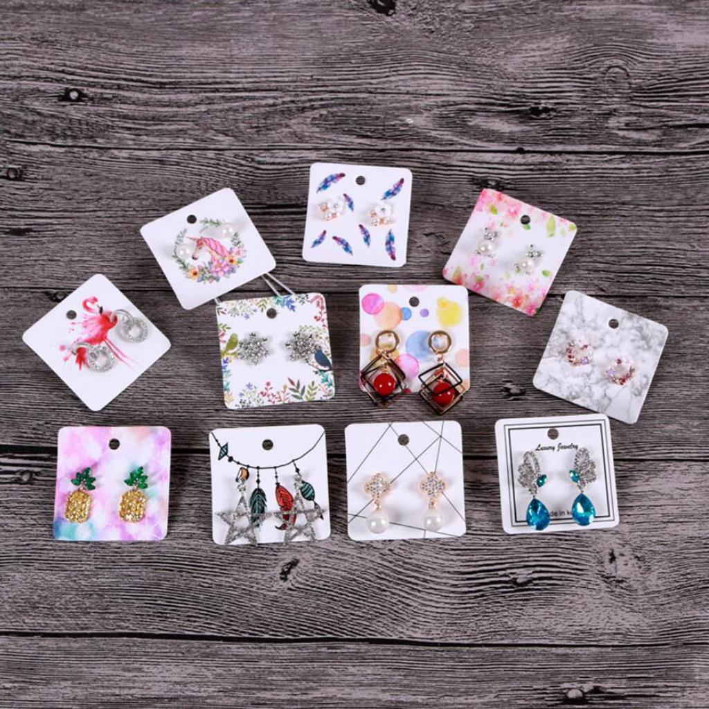 100pcs Jewelry Display Cards Earring Ear Studs Hanging Holder Unicorn