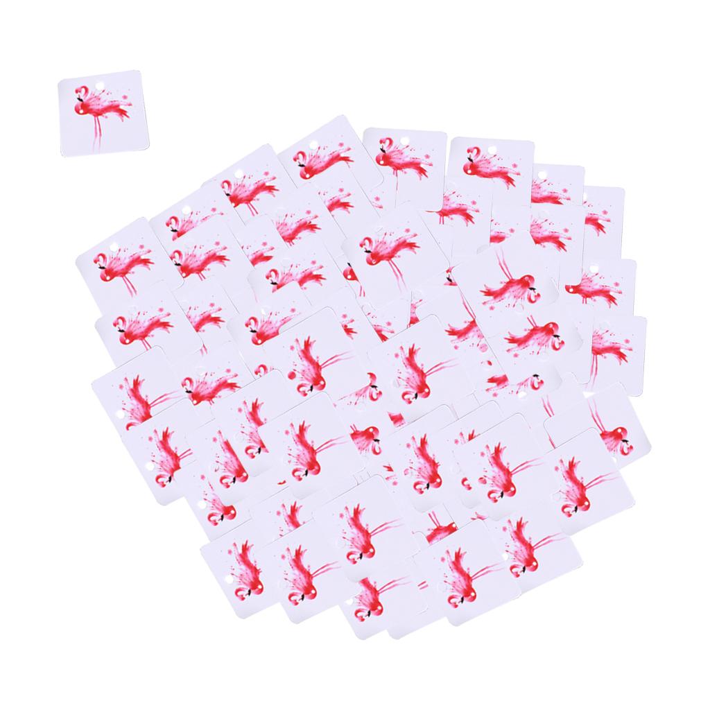 100pcs Jewelry Display Cards Earring Ear Studs Hanging Holder Flamingo